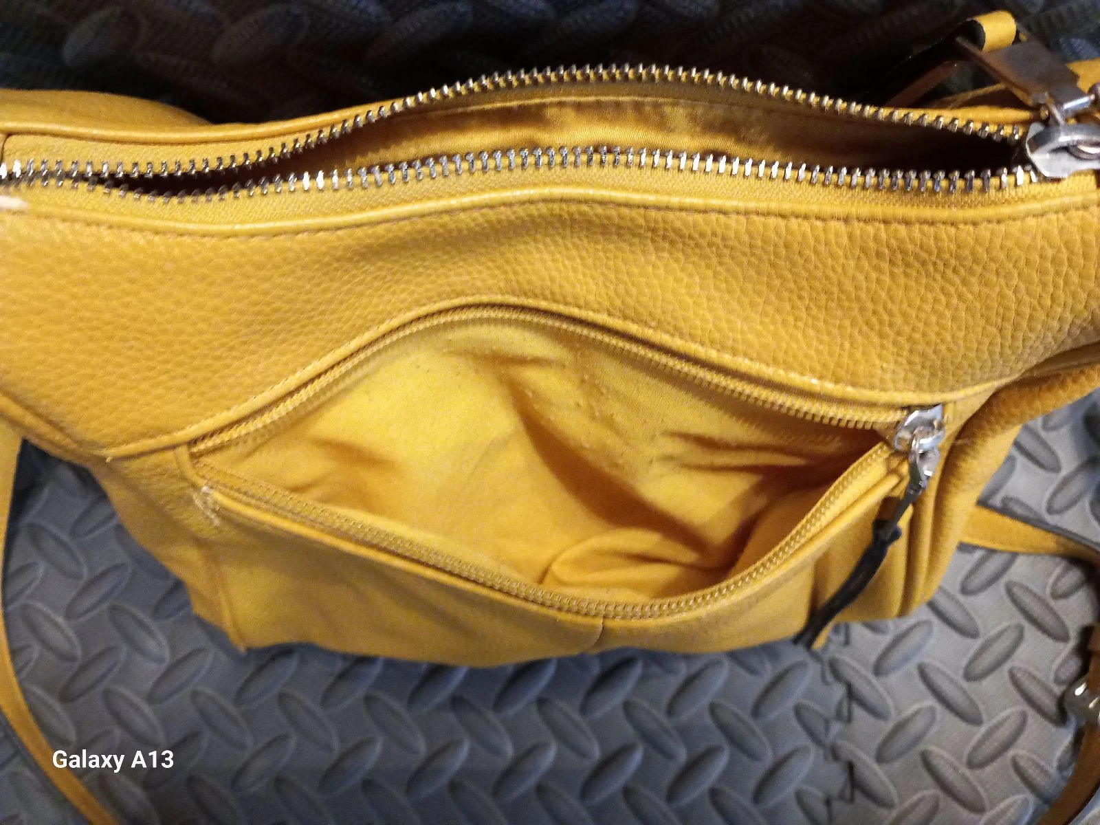 Schouder tas / Hobo schoudertas met meerdere zakken – Mosterdgeel (Lederachtige stijl) – photo 6